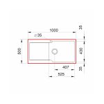 Chiuveta soft compozit Pyramis Level DUROTHEK 100x50 1B1D DR - imagine 2
