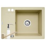 Set 3in1 chiuveta granit Cristal MINI 1B 1D DR Wanilla