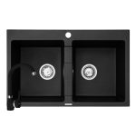 Set chiuveta granit SPARTA 2B & baterie BELLO - Carbon