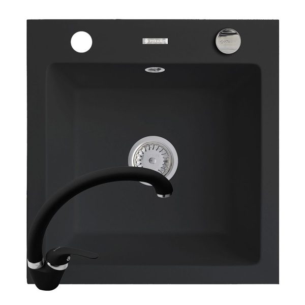 Set chiuveta granit ALYA 1B & baterie OSSIA - Carbon