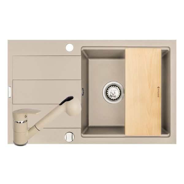 Set chiuveta granit SPARTA PLUS LUX, baterie FIDO & Tocator - Bej