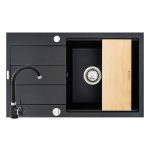 Set chiuveta granit SPARTA PLUS LUX, baterie BELLO & Tocator - Negru