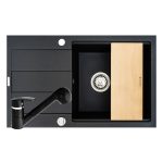 Set chiuveta granit SPARTA PLUS LUX, baterie FIDO & Tocator - Negru