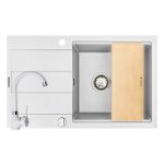 Set chiuveta granit SPARTA PLUS LUX, baterie BELLO & Tocator - Alb