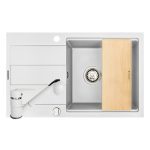 Set chiuveta granit SPARTA PLUS LUX, baterie FIDO & Tocator - Alb