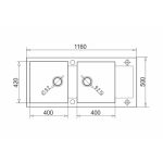 Set chiuveta Pyramis MIDO 116x50 2B1D & baterie FIDO - Black - imagine 2