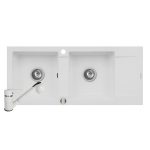 Set chiuveta Pyramis MIDO 116x50 2B1D & baterie FIDO - Snow