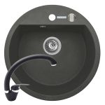 Set chiuveta granit MIDO 1B Ø51 & baterie OSSIA - Black