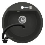 Set chiuveta granit MIDO 1B Ø51 & baterie OSSIA - Carbon