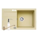 Set 3in1 chiuveta granit Cristal PLUS 1B 1D DR Wanilla