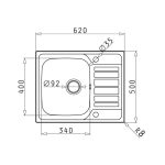 Chiuveta inox Pyramis FEDRA 62x50 1B1D SM - imagine 3