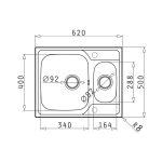 Chiuveta inox Pyramis FEDRA EXTRA 62x50 1 1/2B SM - imagine 3