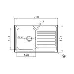 Chiuveta inox Pyramis FEDRA 79x50 1B1D SM - imagine 4
