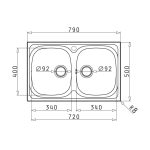 Chiuveta inox Pyramis AURORA 79x50 2B SM - imagine 2