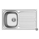 Chiuveta inox Pyramis AURORA 86x50 1B1D LN