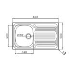 Chiuveta inox Pyramis AURORA 86x50 1B1D LN - imagine 4