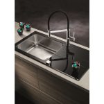 Chiuveta Pyramis CONCERTO 100x50 1B 1D Black Glass & Inox - imagine 2