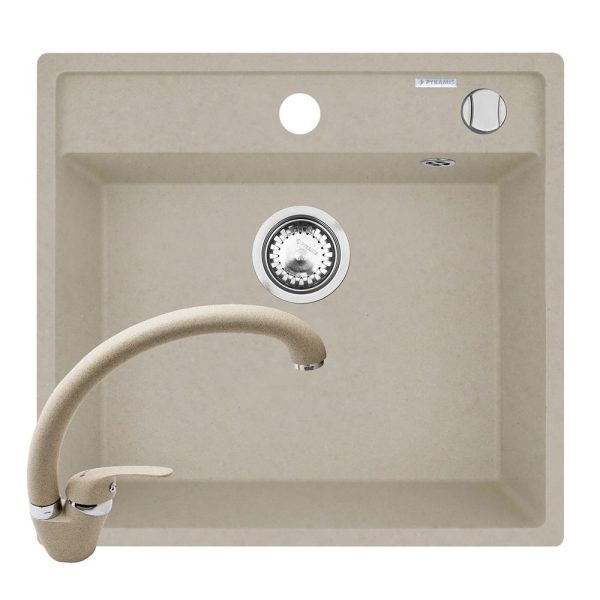 Set chiuveta granit ALYA 1B 53x50 & baterie OSSIA Sand Beige