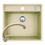 Set chiuveta granit ALYA 1B 53x50 & baterie OSSIA Ivory