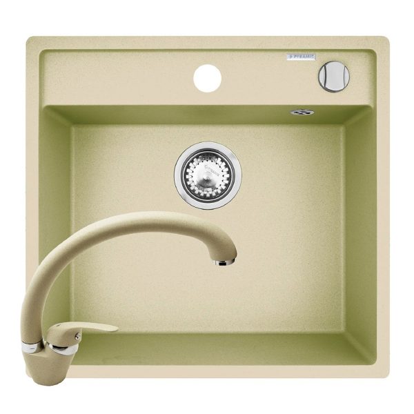 Set chiuveta granit ALYA 1B 53x50 & baterie OSSIA Ivory