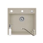 Set 3in1 chiuveta granit Cristal 1B 53x50 Sand Beige