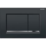 Geberit Sigma30 clapeta de actionare dubla negru, detalii crom lucios