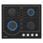 Plita gaz Pyramis 60PG 6501 Black Glass si Fonta