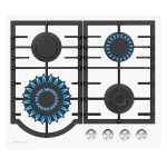 Plita gaz Pyramis 60PG 6512 White Glass, Wok si Fonta