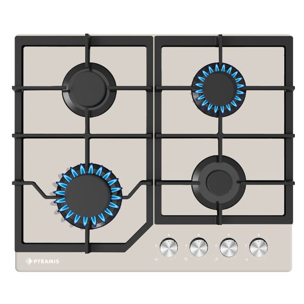 Plita gaz Pyramis 60PG 6603 Beige Glass si Fonta