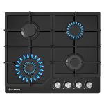 Plita gaz Pyramis 60PG 6611 Black Glass, Wok si Fonta