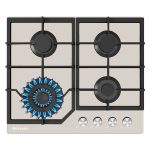 Plita gaz Pyramis 60PG 6613 Beige Glass, Wok si Fonta - imagine 2