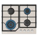 Plita gaz Pyramis 60PG 6613 Beige Glass, Wok si Fonta