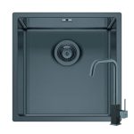 Set chiuveta inox ASTRIS COLORA 40x40 1B si baterie ADELITA Gun metal