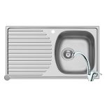 Set chiuveta inox Pyramis ASPECT 788x488mm DR LN & baterie SERENO crom