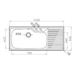 Chiuveta Inox TITAN 116x50 1B 1D LN - imagine 2