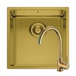 Set chiuveta inox ASTRIS COLORA 40x40 1B si baterie ECO BELLO Gold