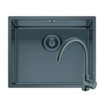 Set chiuveta inox ASTRIS COLORA 50x40 1B si baterie ECO BELLO Gun Metal