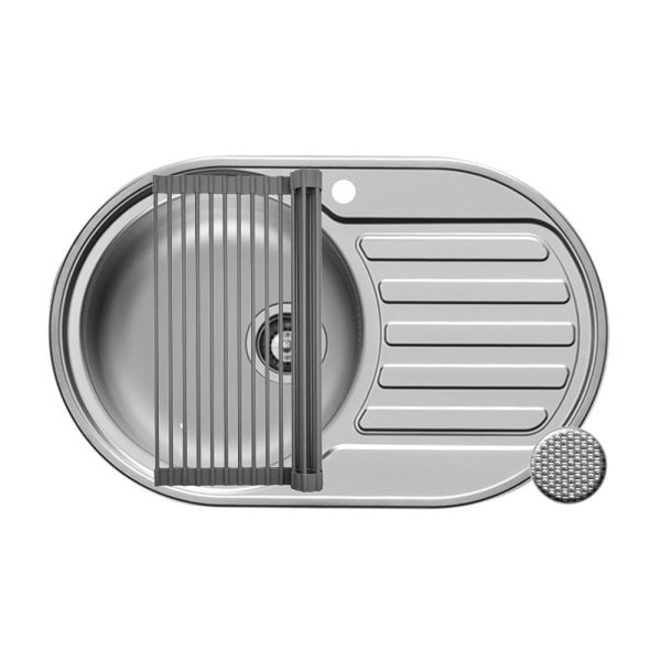 Set chiuveta inox SR MINI 1B1D ST si suport multifunctional ROLL UP
