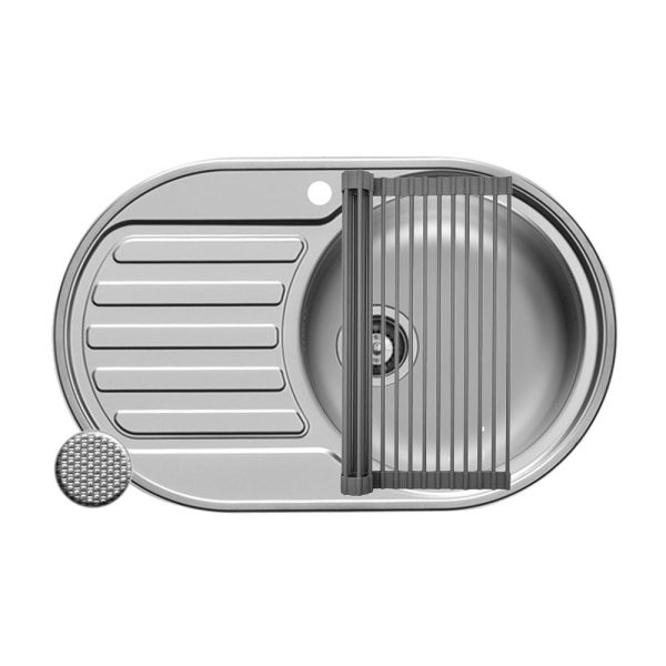 Set chiuveta inox SR MINI 1B1D DR si suport multifunctional ROLL UP