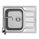 Set chiuveta inox ATHENA 1B1D SM si baterie ADELITA