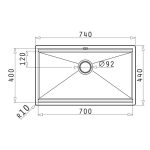 Chiuveta inox Pyramis ZEUS 74x44 1B - imagine 2