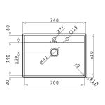 Chiuveta inox Pyramis KRYPTO 74x51 1B - imagine 2