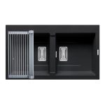 Set chiuveta granit KARTESIO 86x50 2B Black si suport multifunctional ROLL UP