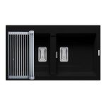 Set chiuveta granit KARTESIO 86x50 2B Carbon si suport multifunctional ROLL UP