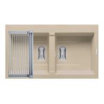 Set chiuveta granit KARTESIO 86x50 2B Ivory si suport multifunctional ROLL UP