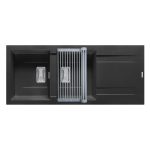 Set chiuveta granit KARTESIO 116x50 2B 1D Black si suport multifunctional ROLL UP