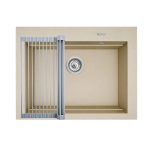 Set chiuveta granit SIROS 67x51,5 1B Beige si suport multifunctional ROLL UP