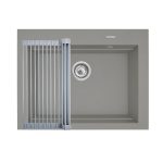 Set chiuveta granit SIROS 67x51,5 1B Industrial Grey si suport multifunctional ROLL UP