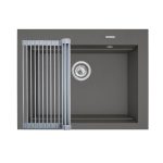Set chiuveta granit SIROS 67x51,5 1B Iron Grey si suport multifunctional ROLL UP