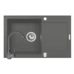 Set chiuveta granit MIDO 79x50 1B 1D si baterie BELLO Grey